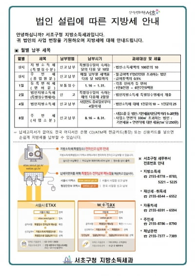 서초구, 신설법인에 지방세 1:1 멘토링