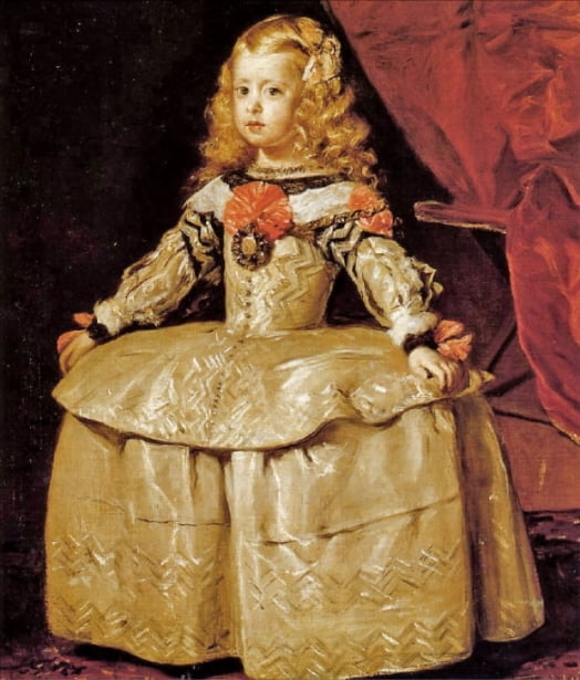 25일 개막하는 국립중앙박물관 전시에 나오는 디에고 벨라스케스의 '흰 옷을 입은 마르가리타 테레사 공주'(1656). 다섯 살 때의 공주를 그린 작품으로, 궁정 화가인 벨라스케스는 공주와 정혼한 열한 살 연상의 외삼촌 레오폴트 1세에게 공주가 성장하는 모습을 초상으로 여럿 그려 보냈다. 그리기 까다로운 드레스의 레이스와 주름의 질감을 벨라스케스만의 노련한 색채 기술로 사실적으로 표현했다. 