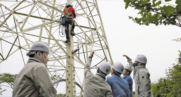 한전KDN 경영진이 분기별 현장 안전 점검에 나서 현장을 둘러보고 있다.  한전KDN  제공 