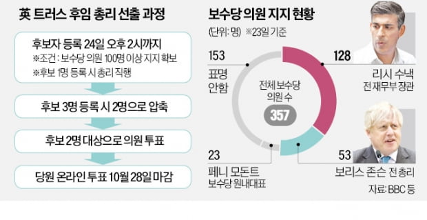 英 새 총리 2파전…경제통 수낵이냐, 존슨 복귀냐