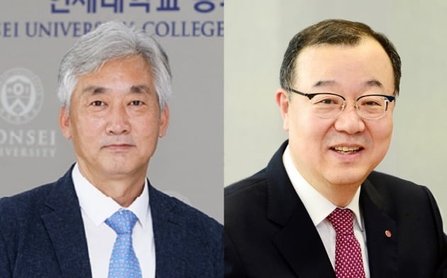 명재민 연세대 공과대학장과 유지영 LG화학 CTO(오른쪽). 사진=LG화학 제공