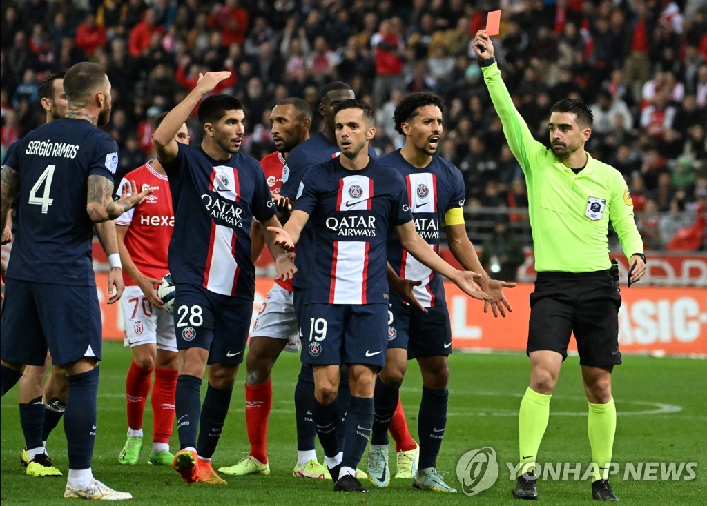 PSG 라모스, 개인 통산 28번째 퇴장…현역 최다 레드카드 불명예