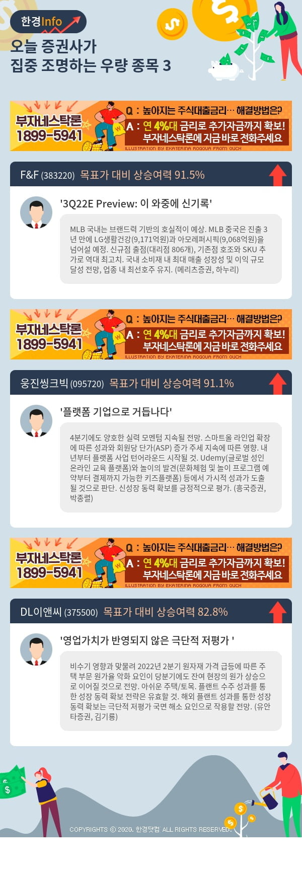 오늘 증권사가 집중 조명하는 우량 종목 3