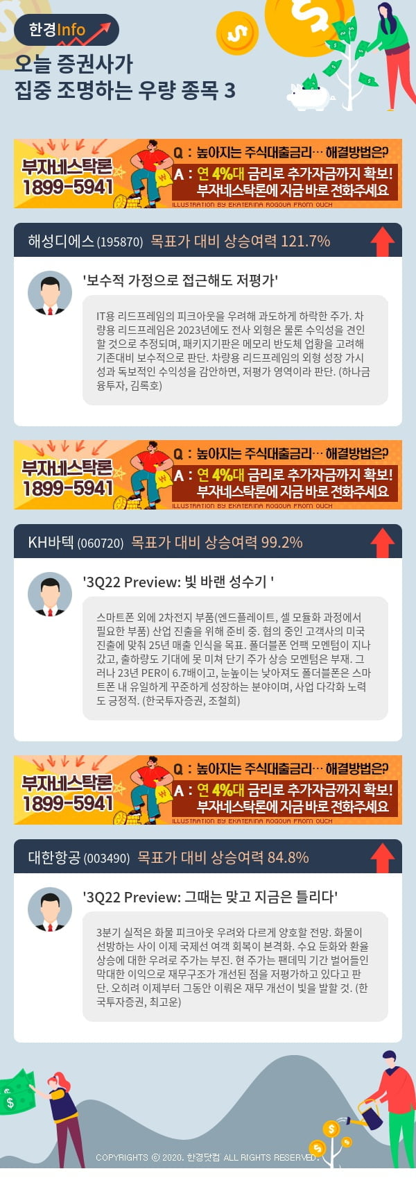 오늘 증권사가 집중 조명하는 우량 종목 3