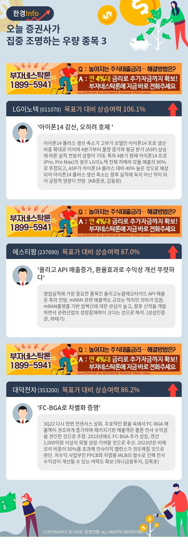 오늘 증권사가 집중 조명하는 우량 종목 3