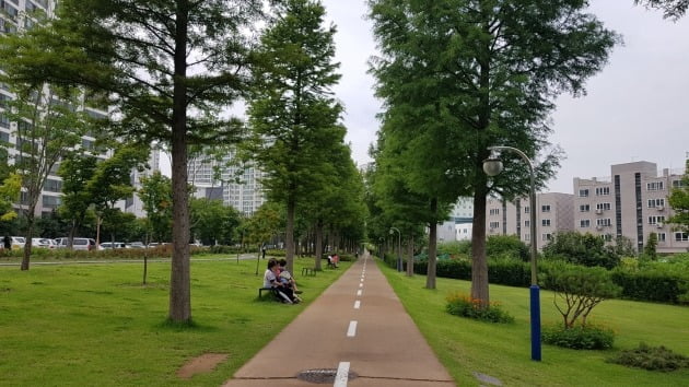 산림청의 모범도시 숲으로 인증받은 포항 철길 숲 전경. 산림청 제공 