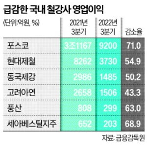 최고 실적 질주하던 철강사 '어닝 쇼크'