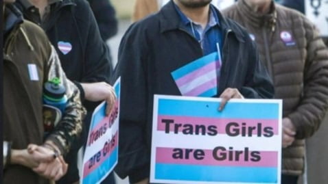 2020년 미국 아이다호주에서 트랜스젠더 여성의 운동 경기 참석 불가에 항의하기 위해 모인 시민들/출처 = AP연합