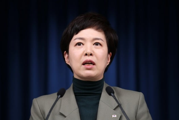 김은혜 대통령실 홍보수석이 지난 22일 용산 대통령실 청사에서 브리핑하고있다. 대통령실사진기자단