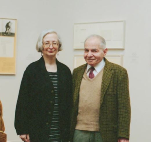 1994년 내셔널갤러리에서 열린 보겔 컬렉션전에서 허버트 보겔(오른쪽)과 도로시 보겔이 웃고 있다. 내셔널갤러리