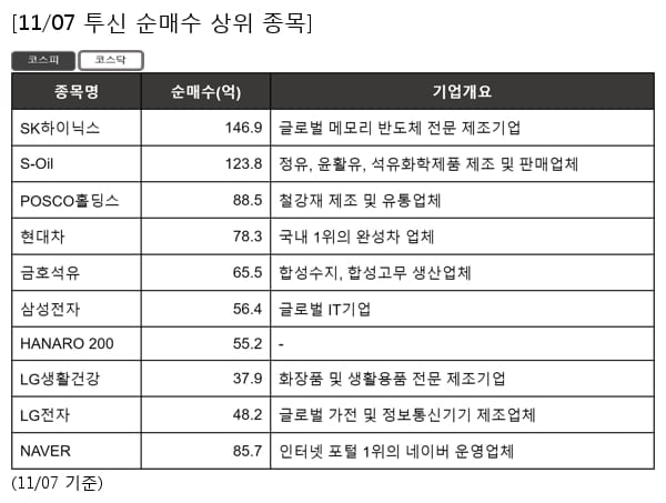 SK하이닉스,S-Oil,POSCO홀딩스,현대차,금호석유,삼성전자,HANARO 200,LG생활건강,LG전자,NAVER