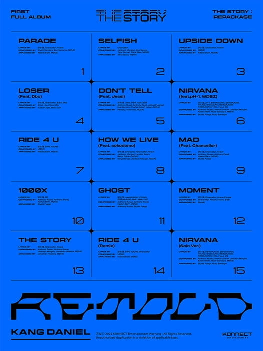 강다니엘, 새 앨범 ’The Story : Repackage RETOLD' 트랙리스트 공개…타이틀곡은 ‘너바나’