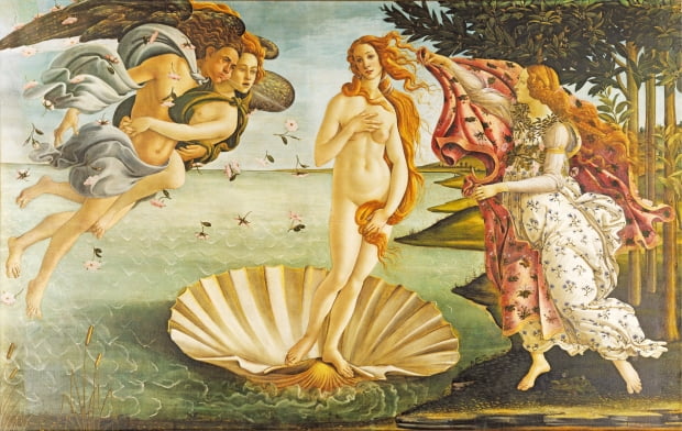산드로 보티첼리 ‘비너스의 탄생’(1484~1486). 우피치미술관 소장. 