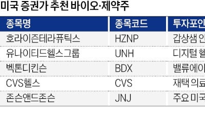 호라이즌·유나이티드헬스·벡톤디킨슨…월가가 콕 찍은 혁신 바이오株