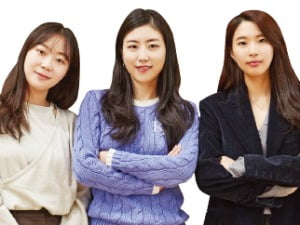 GS샵 여성 의류 브랜드 ‘모르간’을 담당하는 상품기획자(MD)와 오운 브랜드팀장. 왼쪽부터 박은지 MD, 박정은 팀장, 서민지 MD.     GS샵 제공 