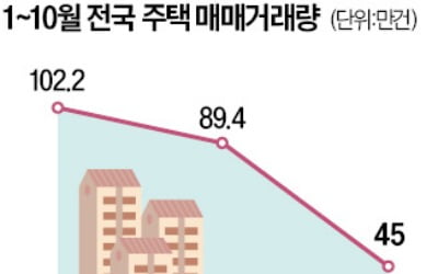 올해 주택매매량 '반토막'…규제 풀어도 살 사람 없다