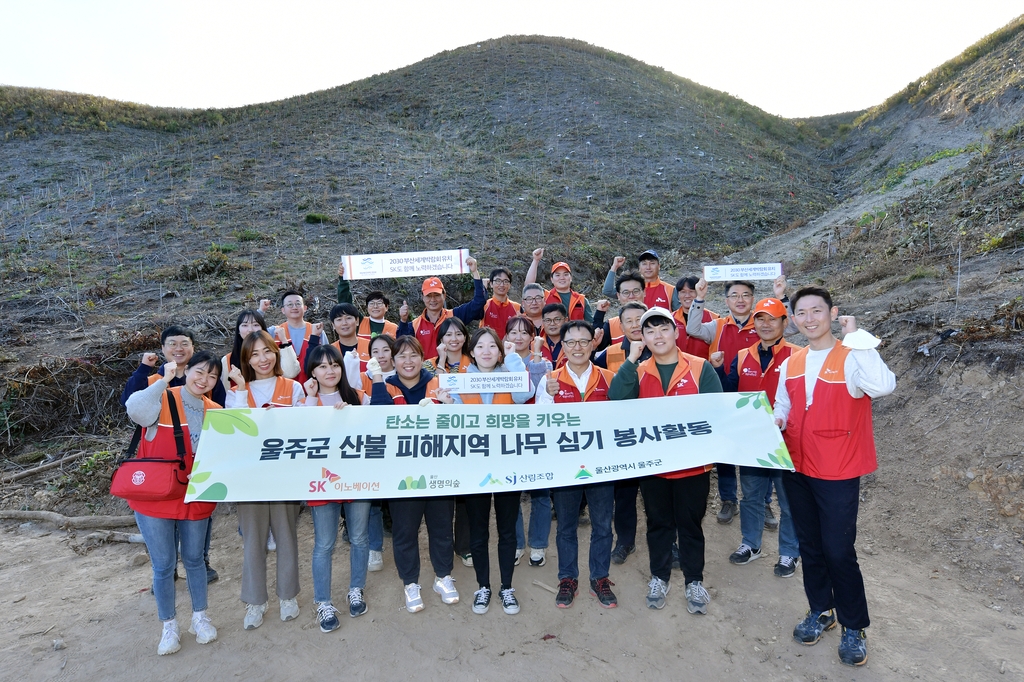 SK이노, 울주군 산불 피해지역에 산벚나무 4천그루 심어