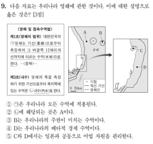 수능에 독도 관련 2문항 나와…2년 연속 출제