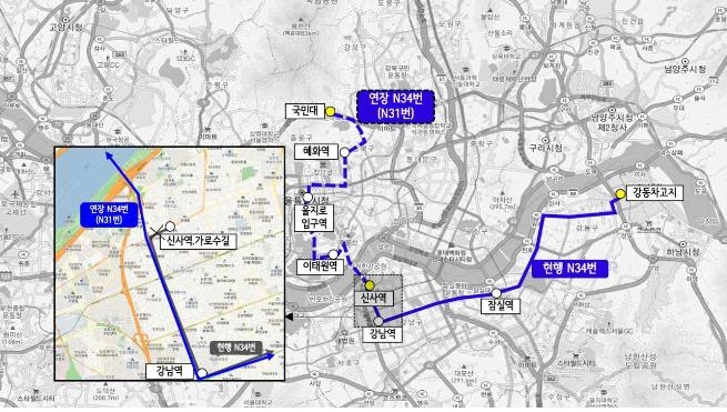 강동구 올빼미버스 노선 연장…내일 첫차부터 변경