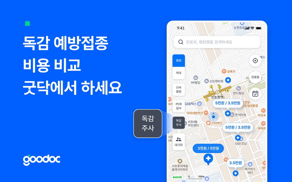 굿닥, 전국 독감 예방접종 가격비교 서비스 제공