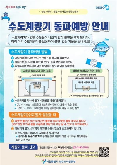 내일부터 서울 '꽁꽁'...수도계량기 동파 예방법은?