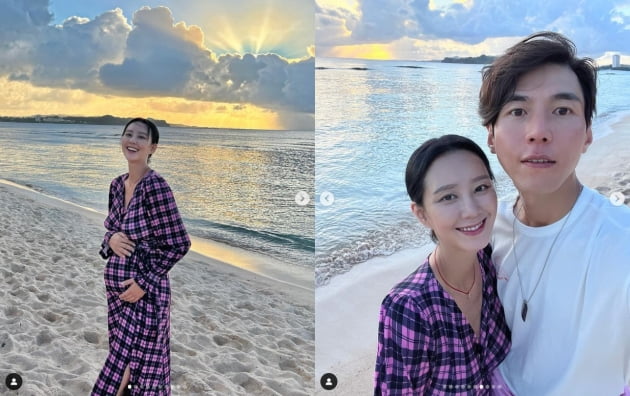 송재희♥지소연, 괌에서 행복한 태교여행...예비엄마의 D 라인