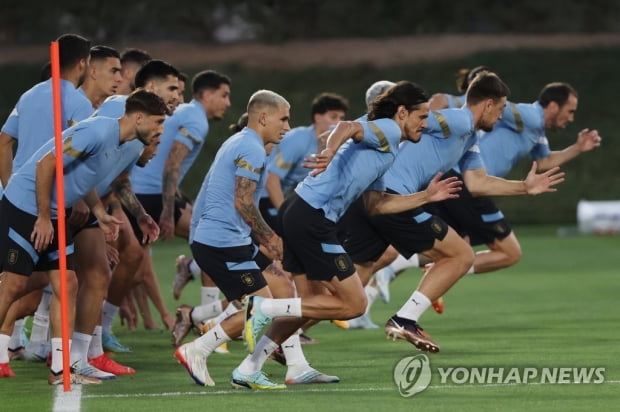 [월드컵] 한국전 전날 여유만만…우루과이, '눈치 게임'으로 즐거운 훈련
