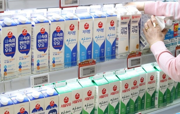 서울 한 대형마트에 우유 제품이 진열돼 있다.  /뉴스1