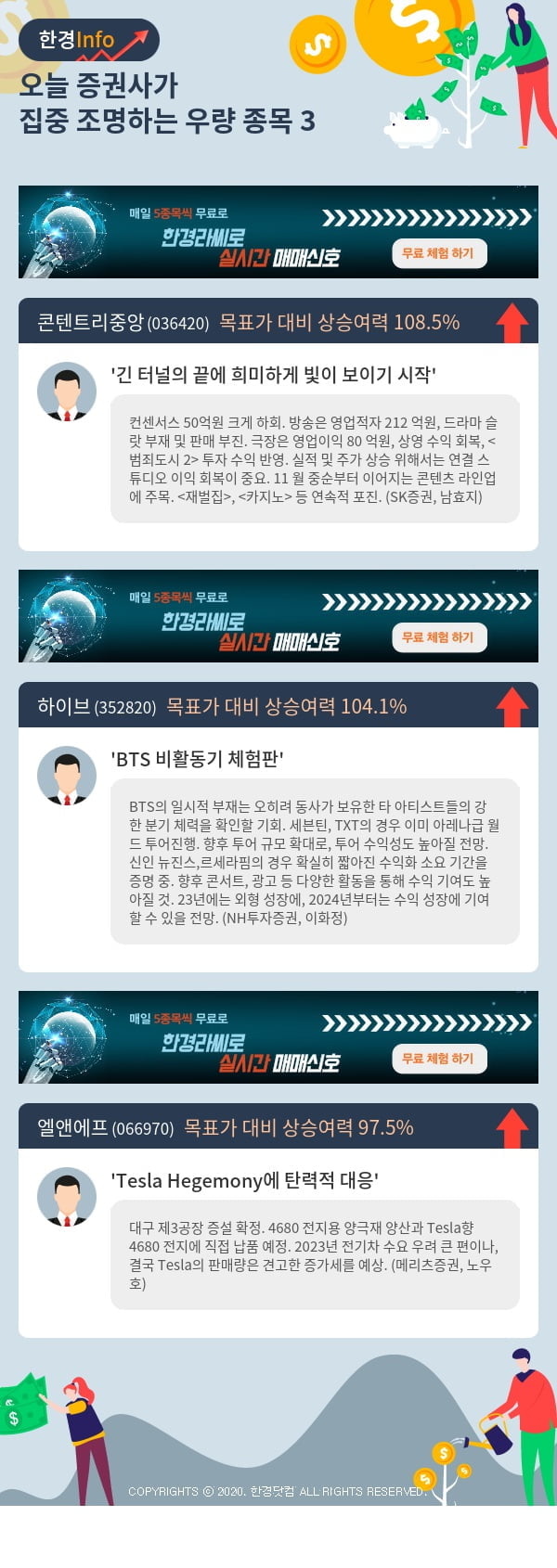 오늘 증권사가 집중 조명하는 우량 종목 3