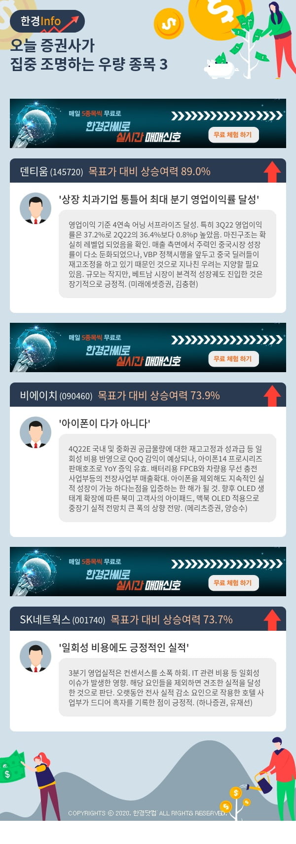 오늘 증권사가 집중 조명하는 우량 종목 3