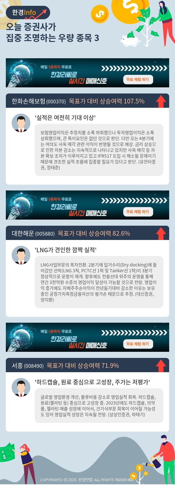 오늘 증권사가 집중 조명하는 우량 종목 3