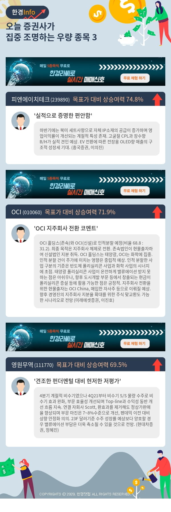 오늘 증권사가 집중 조명하는 우량 종목 3