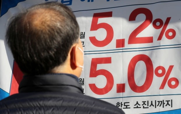 Interest rate guide posted at a bank in Seoul.  Photo = News 1 