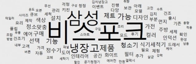 비스포크 관련 네이버 블로그 글 5595개에서 추출한 명사(2021년 1월 - 2022년 11월)