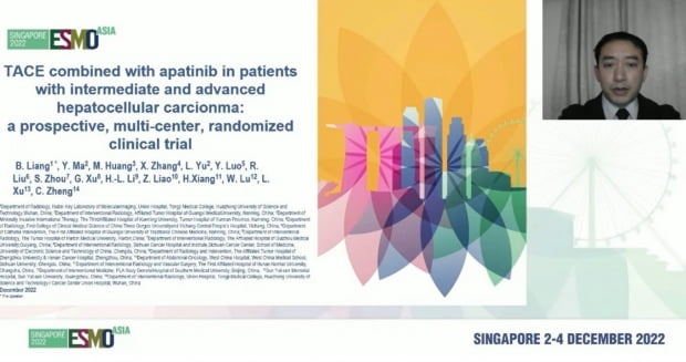 유럽종양학회 아시아 학술대회에서 발표된 리보세라닙과 TACE 병용요법. 자료 제공=에이치엘비