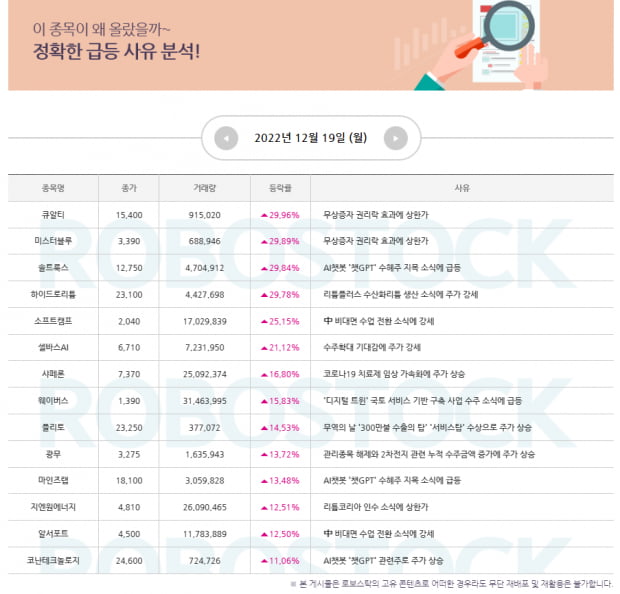 이슈 | 12월 20일 관심종목과 함께 보는 급등 소식지 ◀ 확인