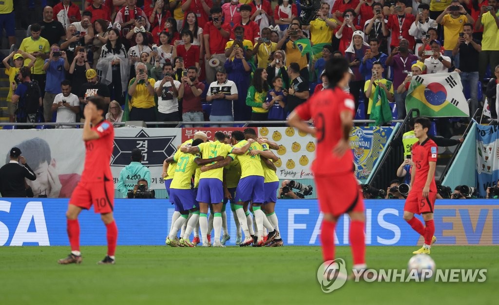 [2보] 벤투호, 최강 브라질에 1-4 완패…원정 월드컵 첫 8강도 무산