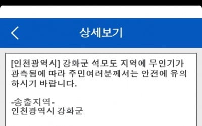 인천 석모도서 무인기 관측…"주의 당부" 재난문자