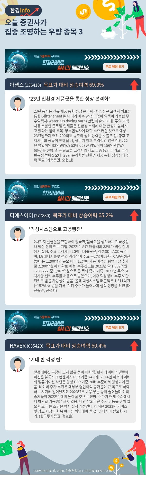 오늘 증권사가 집중 조명하는 우량 종목 3