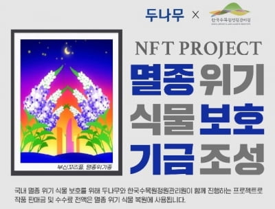 한수정, 멸종위기 희귀식물 10종 NFT 제작