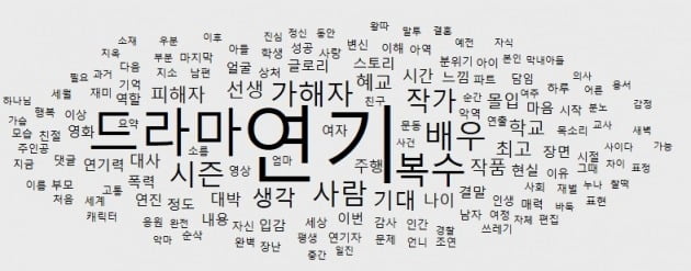 드라마 ‘더 글로리’ 관련 유튜브 동영상 댓글 5900여개에서 추출한 단어