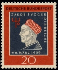서독에서 1959년 발행한 푸거 우표.