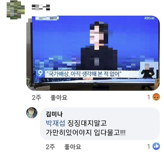 김미나 국민의힘 창원시의원이 지난해 11월 SNS에 올린 유가족 비난 댓글. /사진=페이스북 갈무리