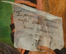종이엔 이렇게 써 있다. '1506년 독일인 뒤러가 5개월만에 그렸다'.