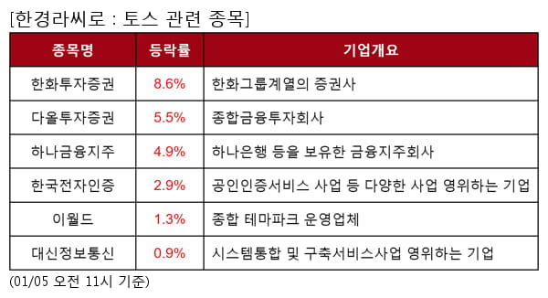 한화투자증권,다올투자증권,하나금융지주,한국전자인증,이월드,대신정보통신