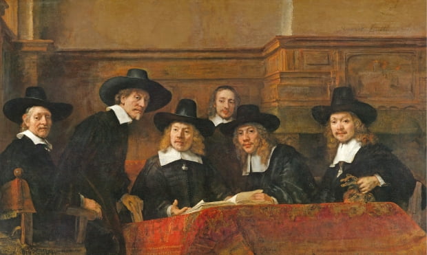 렘브란트 ‘직물제조업자 길드 이사들’(1662).  네덜란드 레익스 국립미술관 소장 