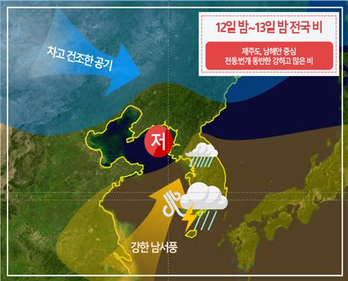 오늘 제주·남해안 중심 전국 많은 비…주말 강원영동 '대설'