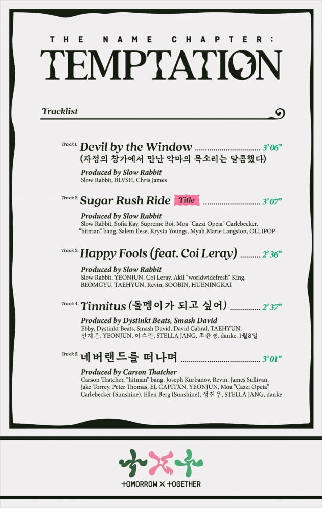 투모로우바이투게더, 컴백 타이틀곡은 'Sugar Rush Ride'…달콤한 유혹의 노래