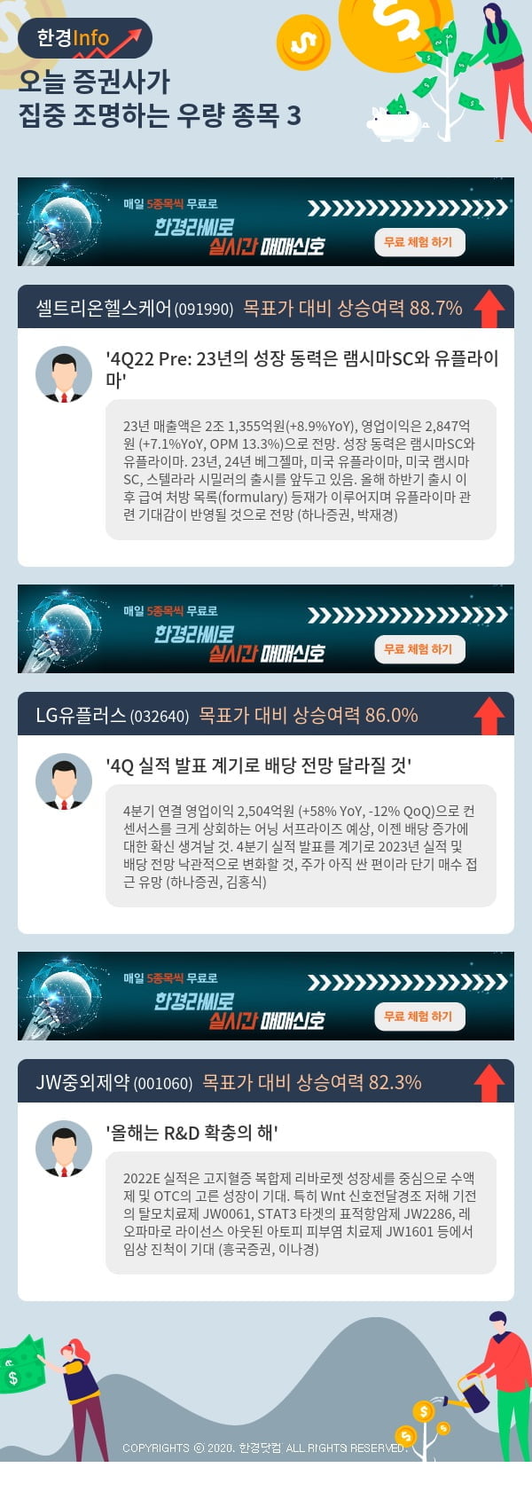 오늘 증권사가 집중 조명하는 우량 종목 3