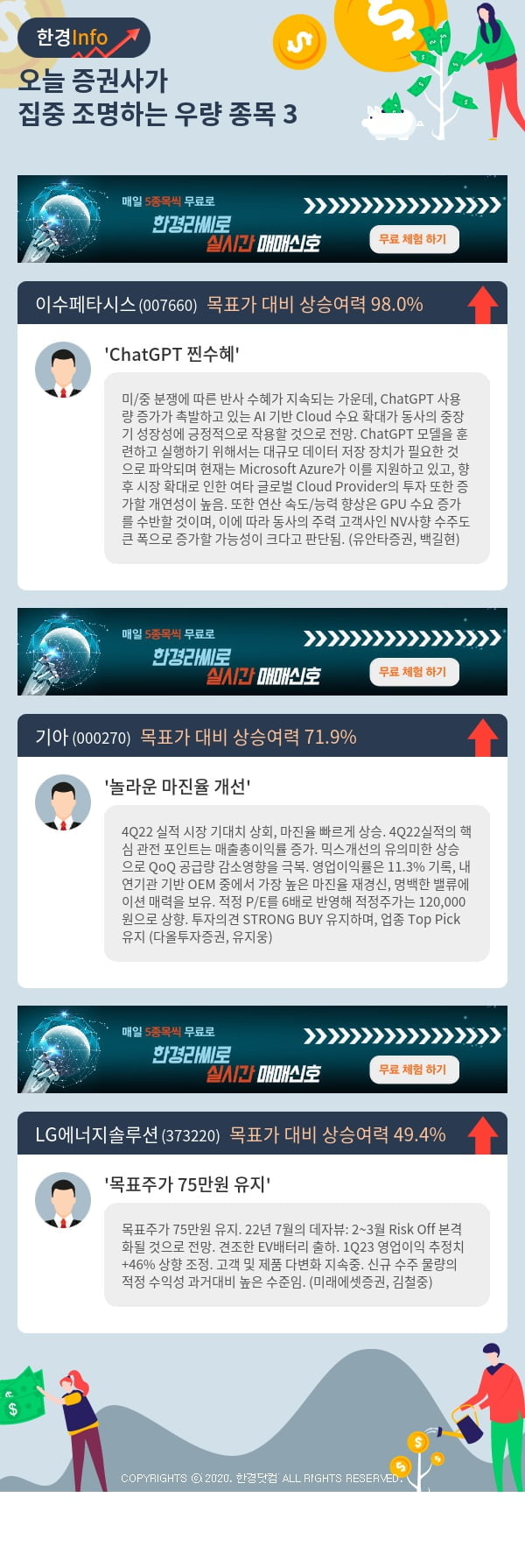 오늘 증권사가 집중 조명하는 우량 종목 3